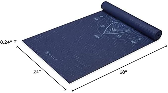 Gaiam Yoga Mat - Premium 6mm Print Extra Thick Non Slip Exercise & Fitness Mat for All Types of Yoga, Pilates & Floor Workouts (68"L x 24"W x 6mm Thick)