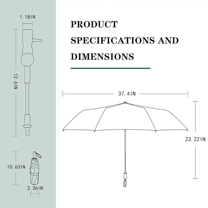 Clip-on Umbrella for Stroller Sunshade, Adjustable Steering Angle, Handle Included, Compact and Lightweight, Suitable for All Kinds of Strollers