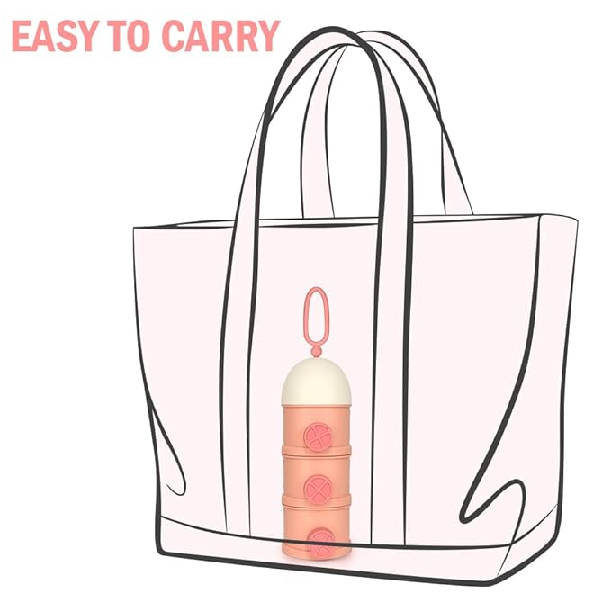 Accmor Formula Dispenser On The Go, 3 Layers Stackable Formula Container to Go, Non-Spill Portable Milk Powder Baby & Kids Snack Container, Pink