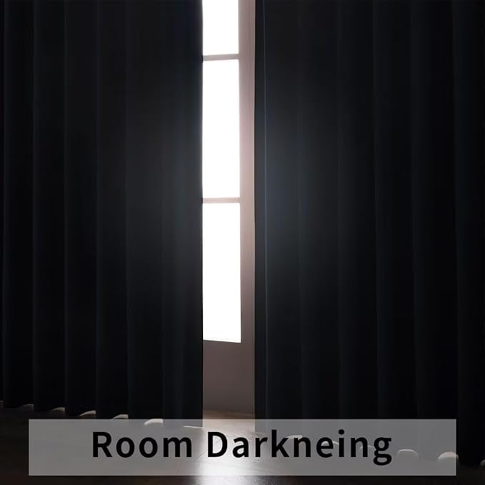 Joydeco 72 Inch Blackout Curtains for Bedroom, Thermal Insulated Black Out Curtains 2 Panels Set, Room Darkening Drapes for Living Room Window Rod Pocket Back Tab (W37 x L72 Inch, Navy Blue)