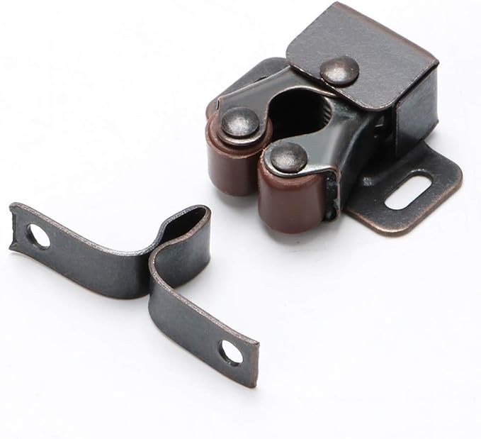 Alise Cabinet Door Latch,Cupboard Closet Doors Catch Closer Double Ball Roller Latches,Cold Rolled Steel Oil-Rubbed Bronze Copper CA1000-12P(Pack of 12)