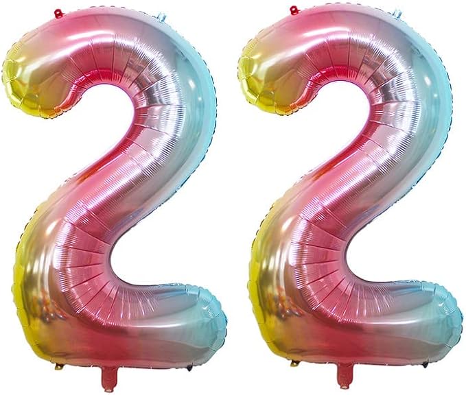 GOER Rainbow Foil Balloons Number 2,Huge Number Balloons for 2nd Birthday Party Supplies Anniversary Decorations (3 pcs,42 inch,32 inch,16inch)