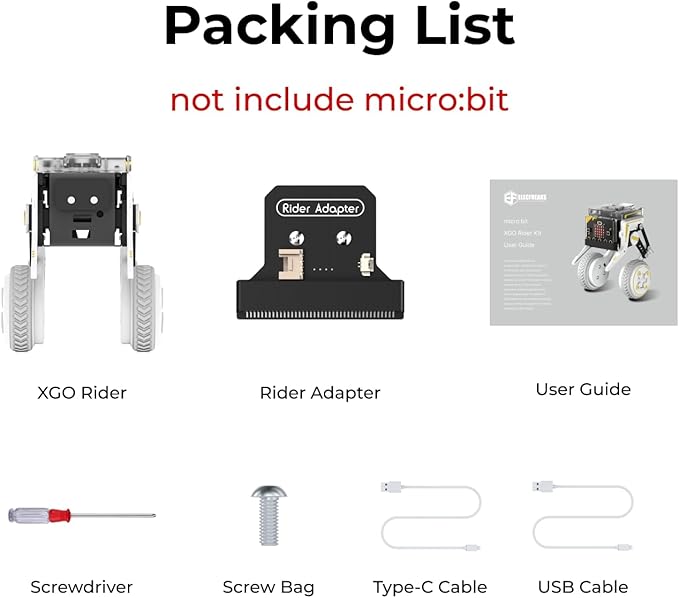 ELECFREAKS Micro:bit XGO Rider Kit Makecode Programing Two-Wheeled Robot,Self-Balancing Car Bionic Built-in IMU and Brushless Motor All-Metal Servo,Opens Underlying Python Protocol(Without microbit)