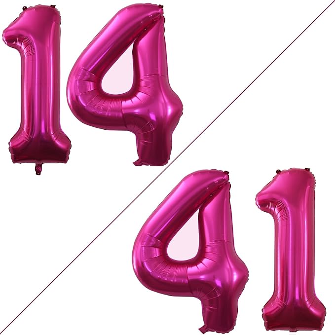 GOER Number 14 Balloons for 14th Birthday Sweet 14 Party Decorations,42 Inch Jumbo Foil Helium 41 Balloons for 41st Birthday Party Decoration (Bright Peach)