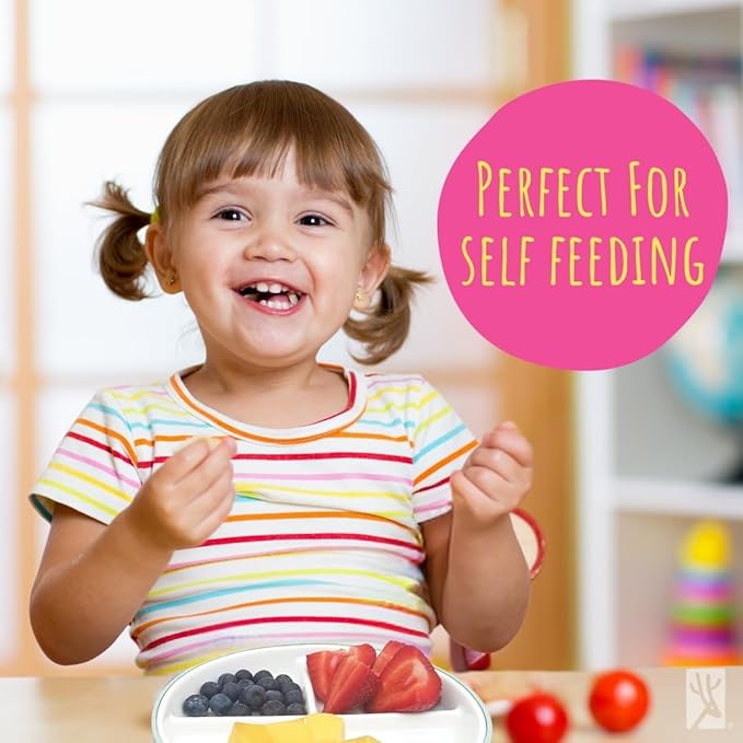 Elk and Friends Kids 6.7” Porcelain Divided Plates with Silicone Suction Sleeves | Suitable for Babies/Kids/Toddlers | Microwave & Dishwasher Safe | Non Slip | Snack Dishes | 2 Pack