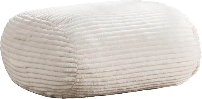 Hobestluk 3FT Bean Bag Chairs Adult Bean Bag with Portable Handle Comfy Large Bean Bag Chair with Removable Cover for Living Room Bedroom or Reading Nook (Stripe White, 3FT)