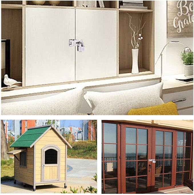 Door Locks Hasp Latch, 3 Inch Stainless Steel Safety Packlock Clasp Hasp Lock Latch, Extra Thick Door Gate Lock Hasp with Screws Brushed Finish 2 Pack