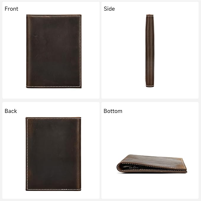 Genuine Leather Passport Holder Handmade Passport cover Lightweight Travel Bifold Passport Wallet dark brown
