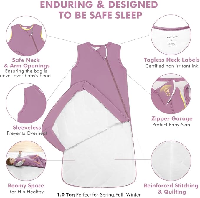 HAPIU Unisex Rayon Made from Bamboo Baby Sleep Sack TOG 1.0, 2-Way Zipper YKK, Wearable Blanket Baby