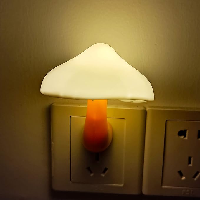 AUSAYE 2 Pack Sensor LED Night Light Plug in NightLight Energy Saving Wall Lamp Mushroom Night Lights for Bedroom, Bathroom,Toilet,Hallway,Kitchen,Kids,Adults Warm White