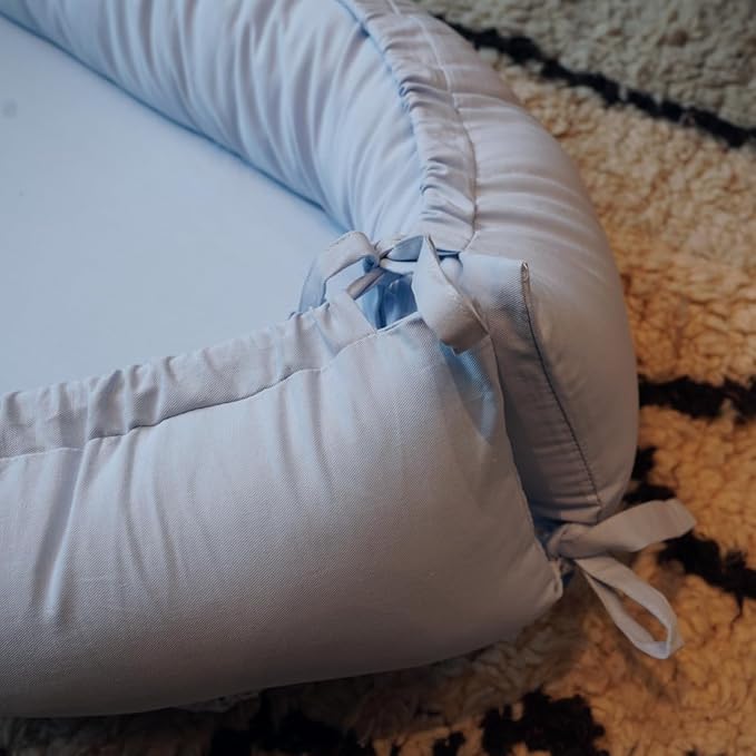 Infant Lounger, Baby Nest Cover for Baby Girls & Boys, Newborn Essentials for Baby 0-18+ Months, 100% Cotton Breathable (Baby Blue)