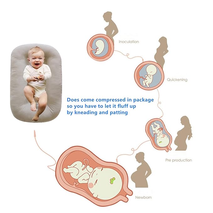 Baby Lounger for Newborns, Baby Nest & Floor Cushion, Soft Cotton, Portable Diaper Changing Pads for Boys & Girls 0-12 Months(English Apricot)