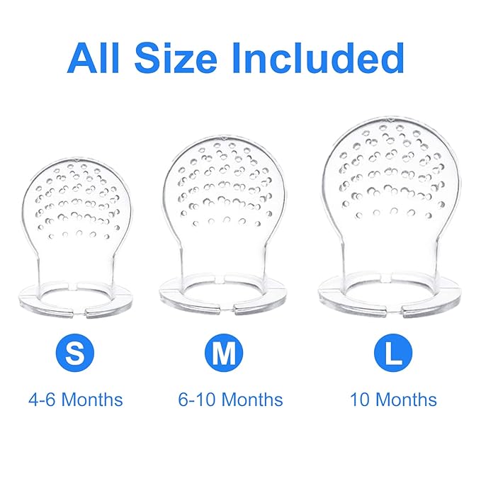 Food Feeder Baby Fruit Feeder Pacifier (3 Pcs) with 6 Different Sized Silicone Pacifiers 2 PCS Silicone Babies Food Dispensing Spoon 90ML with 2 Baby Spoons Bottle Brush Pacifier Clip