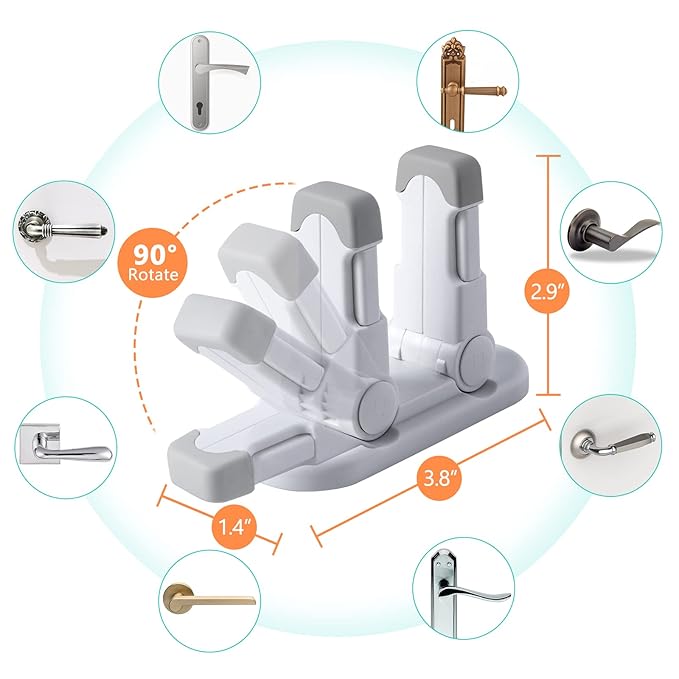 Door Lever Lock (3 Pack) Door Locks for Kids Safety, Baby Proofing Door Knob Child Proof Door Knob Covers, Child Safety Locks for Doors, with 3M Adhesive, for Doors, Windows, Bathtubs, Faucets (Grey)