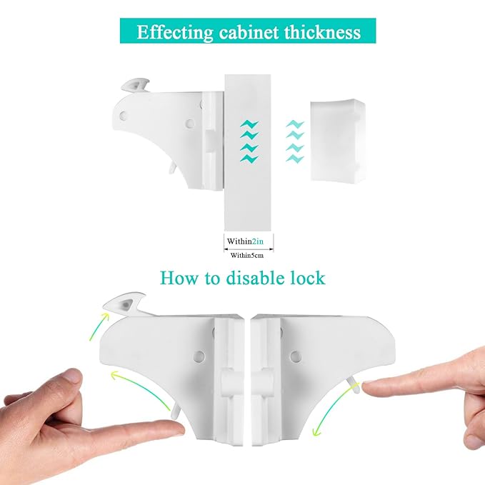 Vmaisi Adhesive Magnetic Cabinet Locks for Babies (8 Locks and 2 Keys)