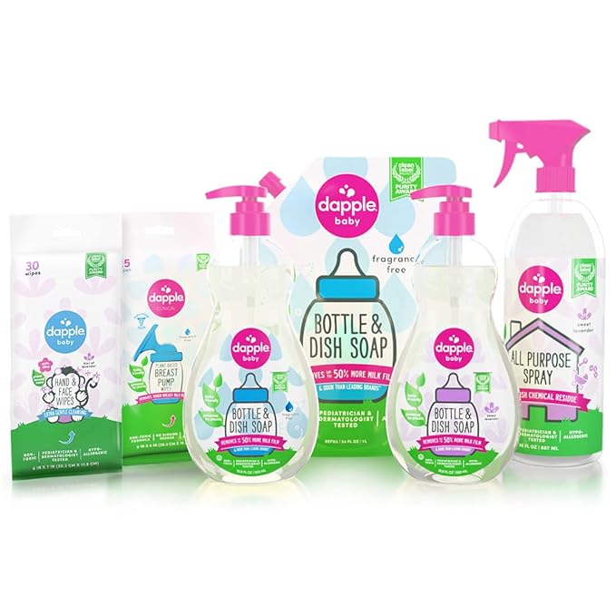 Dapple Baby Breast Pump Wipes, Powered by Plants, Hypoallergenic, Removes Milk Residue, No Rinse, Fragrance Free, 25 Count (Pack of 3)