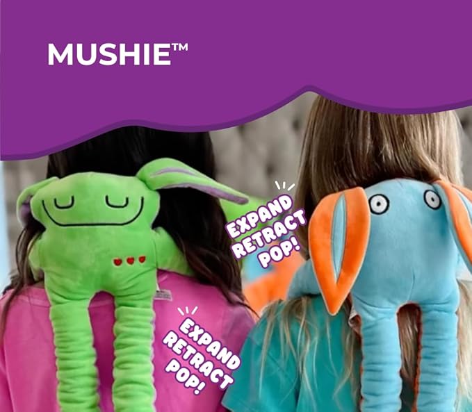 Mushies Stretchable Pop Tube Toy โ Extra-Long 18" Retractable Arms/Legs, Hook and Loop Hands/Feet โ Wearable, Bendable Fidget for Focus, Mood & On-The-Go Fun