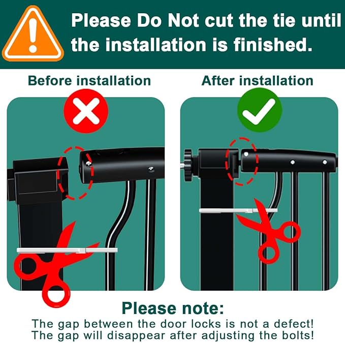 Fairy Baby 40.5" Extra Tall Baby Gate No Drill, 54.8"-60.2" Extra Wide Dog Pet Gate, Safety Child Toddler Gate, Metal Tension Auto Close No Climb Fence Barrier Pet Cat Gate for Stairs Doorway, Black