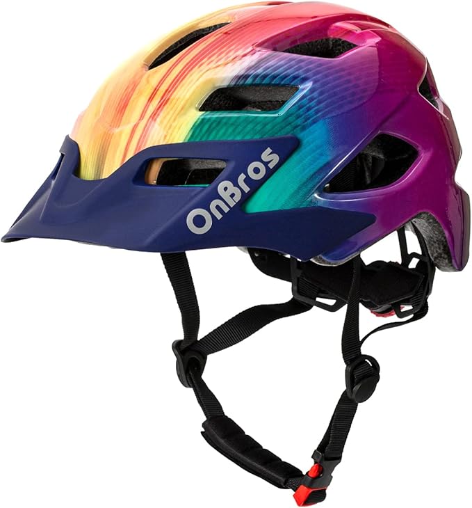OnBros Kids Bike Helmet - Bike Helmets for 5-14 Boys or Girls with Visor, Children Bicycle Helmet for Skateboard Mountain Scooter Road Cycling, Lightweight and Adjustable 50-57CM