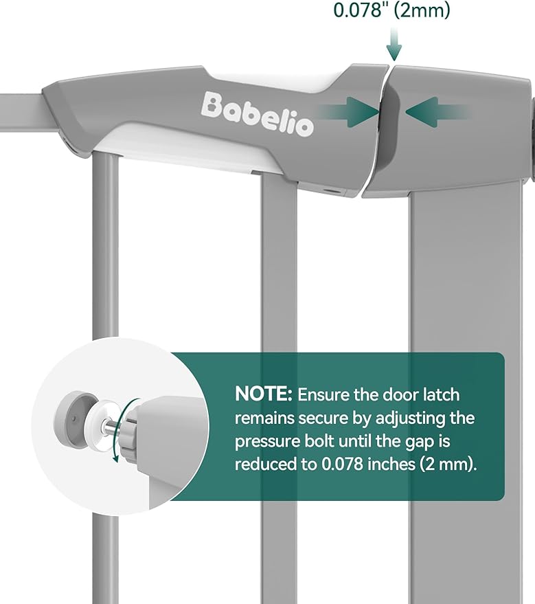 Babelio 36" Tall Upgraded Baby Gate with Cat Door,29-43" Auto Close Durable Dog Gate for Stairs,Doorways and House,Easy Walk Thru,Includes 4 Wall Cups,Gray