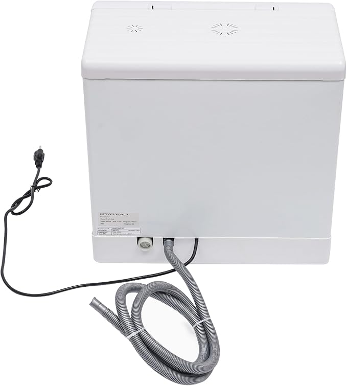 800W Portable Countertop Dishwasher, 110V Automatic Mini Dishwasher Machine with 3 Washing Programs, 360° Rotating Spray Air Drying Function for House Dorm Apartment RV