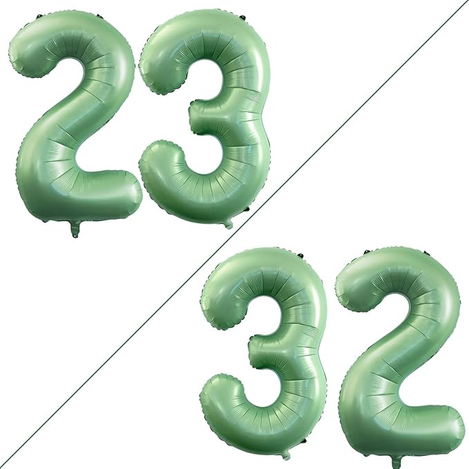 GOER Number 23 Balloons for 23rd Birthday Party Decorations,42 Inch Jumbo Foil Helium 32 Balloons for 32nd Birthday Party Decoration (Sage Green)