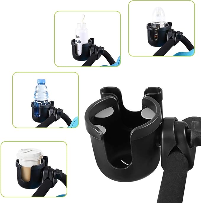 Accmor Stroller Cup Holder with Hook, Bike Cup Holder, Universal Cup Holder for Uppababy Nuna Doona Strollers, 2-in-1 Cup Phone Holder for Stroller, Bike, Wheelchair, Walker, Scooter