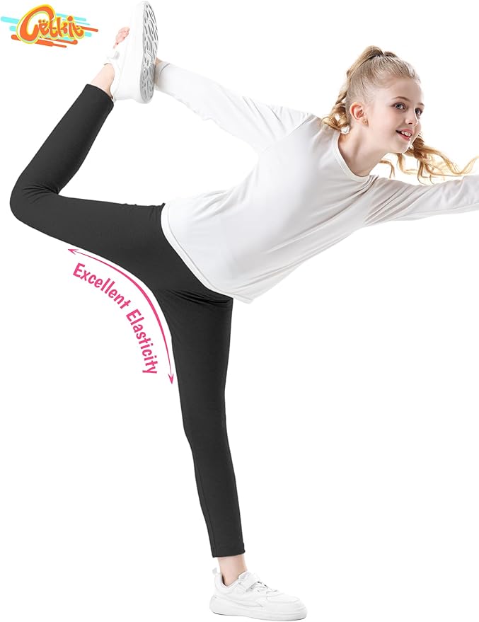 Girls Leggings Cotton Leggings for Toddler Footless Girls Pants Stretchy Baby Girl's Pants Infant Basic Leggings Size 6M -14Y