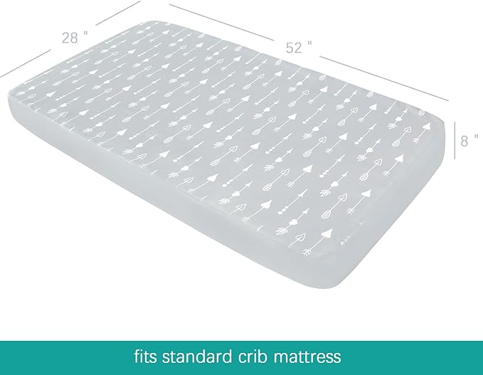 4-Pack Fitted Crib Sheets for Boys and Girls - Breathable, Soft Microfiber Baby Sheets in Grey and Pink