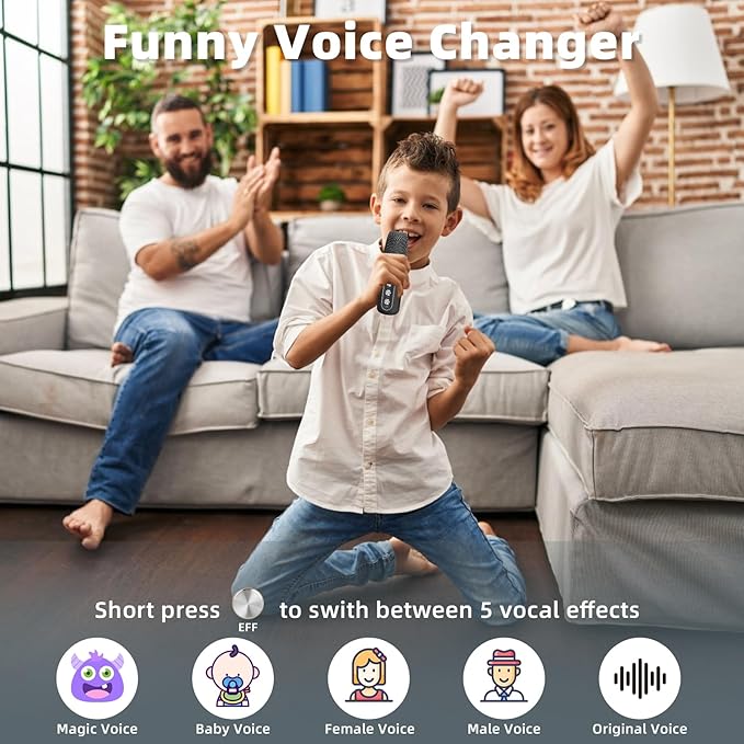 Karaoke Machine for Kids Adults - Portable Bluetooth Speaker with 2 Wireless Microphones, Singing Machine for Party, Birthday Gifts for Girls Boys Ages 4, 5, 6, 7, 8,9,10,11, 12+ Years Old