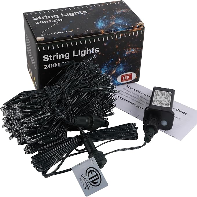 HOME LIGHTING 66ft Christmas Decorative Mini Lights, 200 LED Green Wire Fairy Starry String Lights Plug in, 8 Lighting Mode, for Indoor Outdoor Xmas Tree Wedding Party Garden Decoration (Red & White)