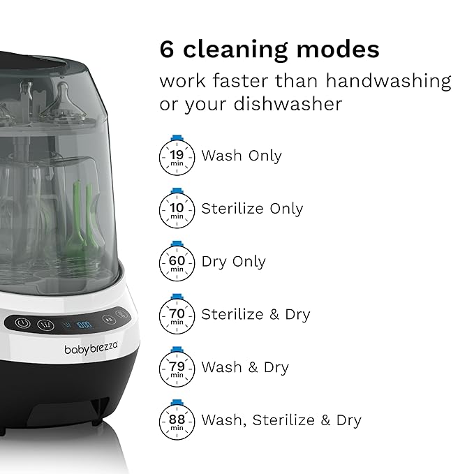 Baby Brezza Bottle Washer Pro - Baby Bottle Washer, Sterilizer + Dryer - All in One Machine Cleans Bottles, Pump Parts, & Sippy Cups - Replaces Hand Washing, Bottle Brushes and Drying Racks