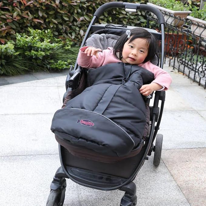 German Designed Universal Stroller Footmuff, 2 Way Zippers Style Easy for Baby in&Out, Length Extensible,Temperature Adjustable Footmuff Fits Baby Growth,Reflective Strips Around Bunting Bag
