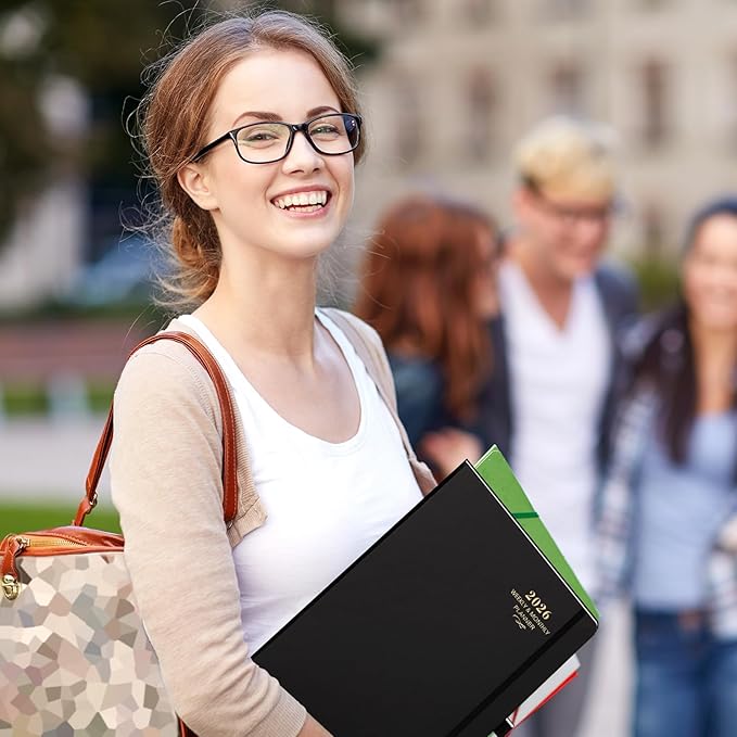 2026 Planner - 2026 Planner Weekly and Monthly, JAN 2026 - DEC 2026, Calendar Planner with Hardcover,Thick Paper, Back Pocket, Notes Pages, Pen Loop (9" x 11") - Black