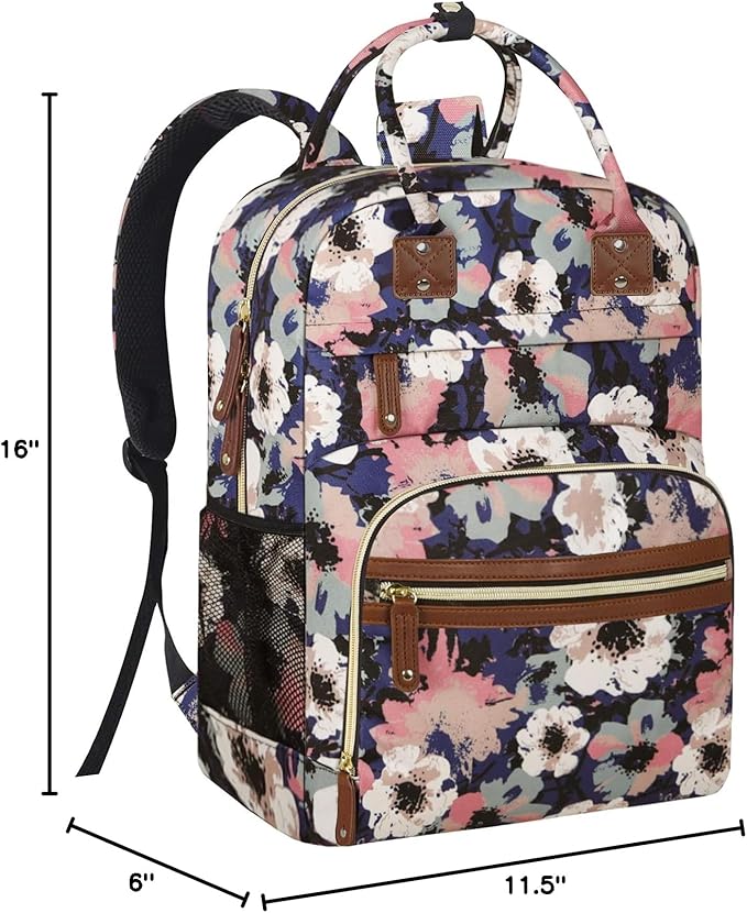 Diaper Bag Backpack Tote for Women Large Capacity, Multifunctional Waterproof Baby Bag with Insulated Pockets For Baby Girl Boy Mama, Maternity Bag Floral Painting