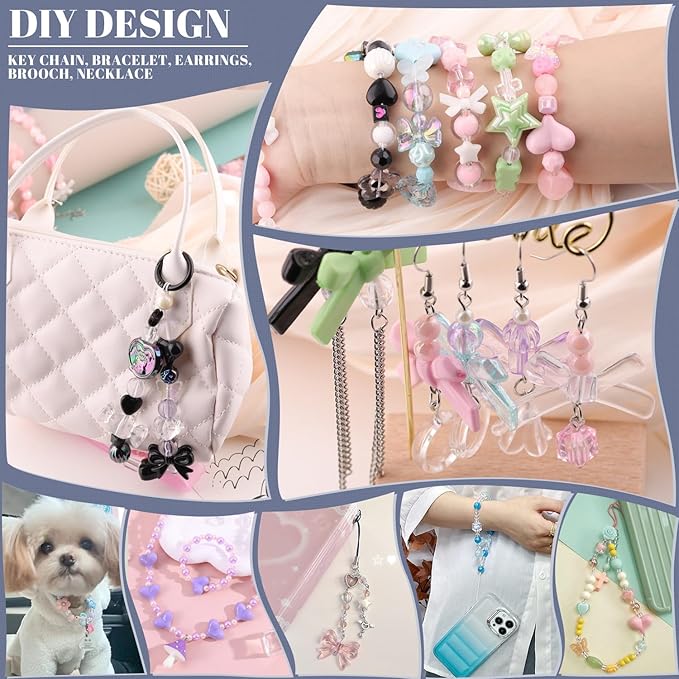 Assorted 170-230PCS Green Acrylic Beads for Bracelet Making, Flower Bow Butterfly Candy GummyBear Aesthetic Bracelet Charms,Cute Beads for Jewelry Making DIY Necklace Keychain Phone Charm