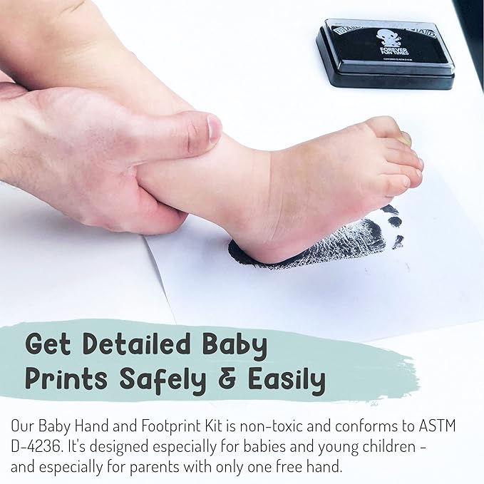 Baby Hand and Footprint Kit by Forever Fun Times | Get Hundreds of Detailed Prints with One Baby Safe Ink Pad | Easy to Clean, and Works with Any Paper or Card | Clean and Safe (Blue, Small)