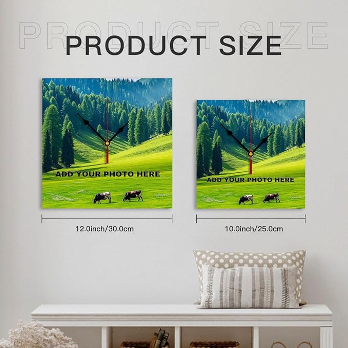 Generic Custom Wall Clock Personalized Wall Photo That PVC Customized Round Silent Clock for Living Room Creative, 10inch-25cm