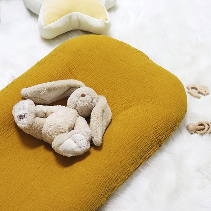 Hooyax Muslin Baby Lounger Cover Soft Organic Cotton Slipcover Fits Newborn Lounger for Baby Boys and Girls (Ginger)