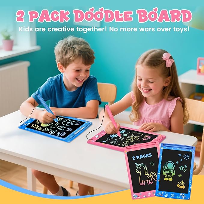 2 Pack LCD Writing Tablet for Kids, Erasable and Reusable Toddler Doodle Board in 8.5 inch, Ideal Educational Drawing Pad for Learning Toy for Ages 3-8 Gifts for Girls Boys