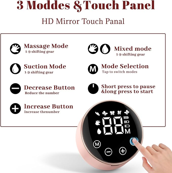 Electric Breast Pump, 3 Modes 9 Levels,Whisper-Quiet Electric Breast Pump, Anti-Backflow, Touchscreen LED,Portable for Home & Travel
