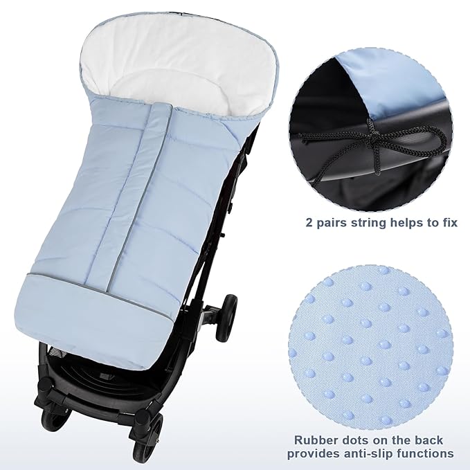 Yoofoss Stroller Cover for Winter, Toddler Stroller Footmuff Universal for Most Stroller, Water Resistant Warm Coral Baby Stroller Bunting Sleeping Bag Blue
