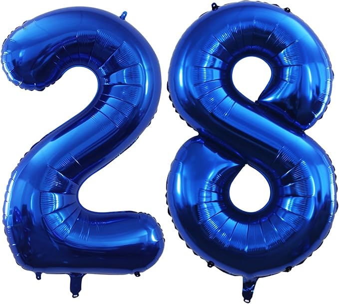 GOER Number 28 Balloons for 28th Birthday Party Decorations,42 Inch Jumbo Foil Helium 82 Balloons for 82nd Birthday Party Decoration (Blue)