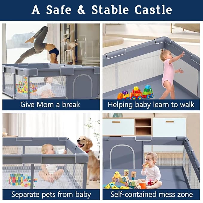 Baby Playpen 74x50 Inch, Playpen for Babies and Toddlers, Play Pen Pin Indoor Outdoor Baby Play Fence