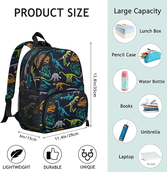 Toddler Backpack for Boys 3-8: Preschool Kindergarten Backpack - Cute Kids Backpacks for Boys-Dinosaur