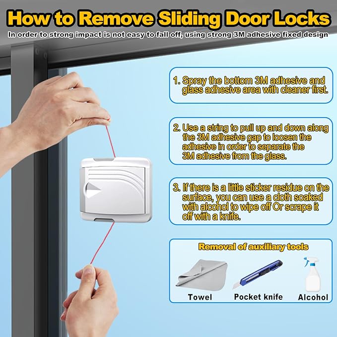 Sliding Door Lock 2 Pack, Child Safety Lock For Sliding Glass Doors, Easy To Install, Keeps Your Baby Out Of Danger, For Sliding Glass Doors, Sliding Windows, Sliding Closets, Etc (Grey)
