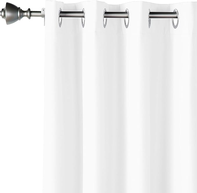 Amazon Basics Light Blocking Room Darkening Blackout Window Curtain with 2 Panels Grommets, for Living Room and Bedroom, 52 x 63 inches, White - Set of 2
