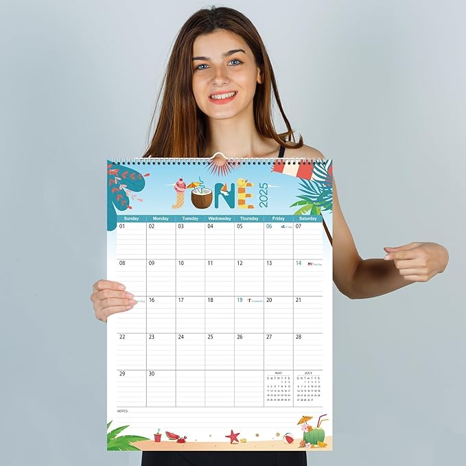 GuassLee Extra Large Wall Calendar 2025-2026, 19-Month Vertical Wall Calendar 2025, Jun. 2025 to Dec. 2026, 17" X 22" Paper Hanging Planner with Thick Paper Spiral Bound for Office Home Organizing