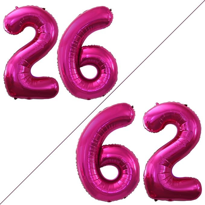 GOER Number 26 Balloons for 26th Birthday Party Decorations,42 Inch Jumbo Foil Helium 62 Balloons for 62nd Birthday Party Decoration (Bright Peach)