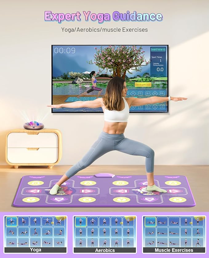 Dance Mat for Girls Boys - Wireless Dance Pad for TV with Camera, Plug and Play Double User Dance Mat Game, Danceing Mat for Family Games, Christmas and Birthday Gift Toys for Kids and Adults